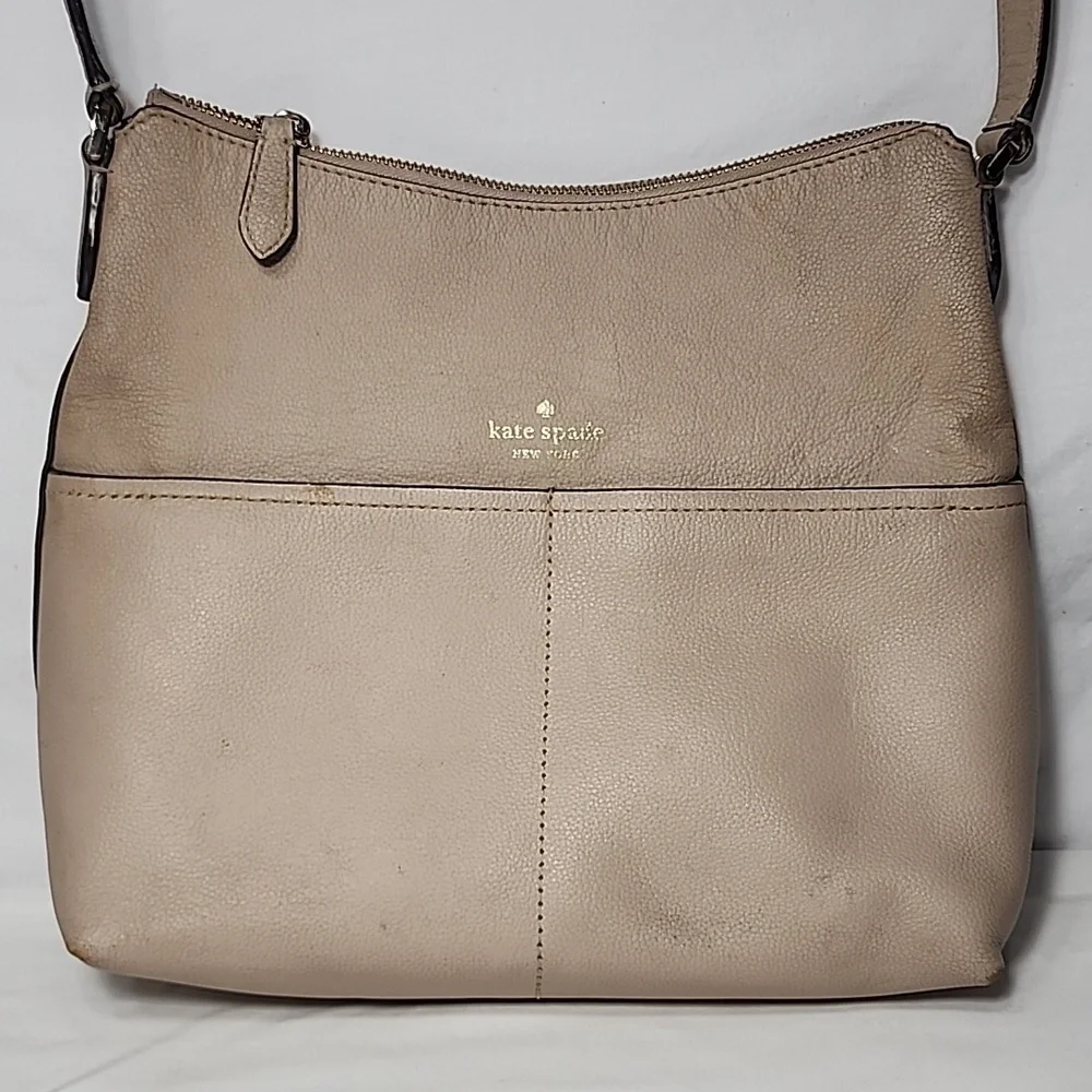 Kate Spade‎ Bailey Textured Leather Shoulder Bag Purse Handbag Beige